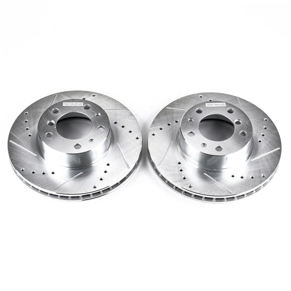 PowerStop Evolution Drilled Slotted Rotors Pair Front For BMW 735i