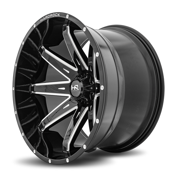 24x14 Hardrock Painkiller XPosed Gloss Black Milled 5x150 ET-76 wheel/rim