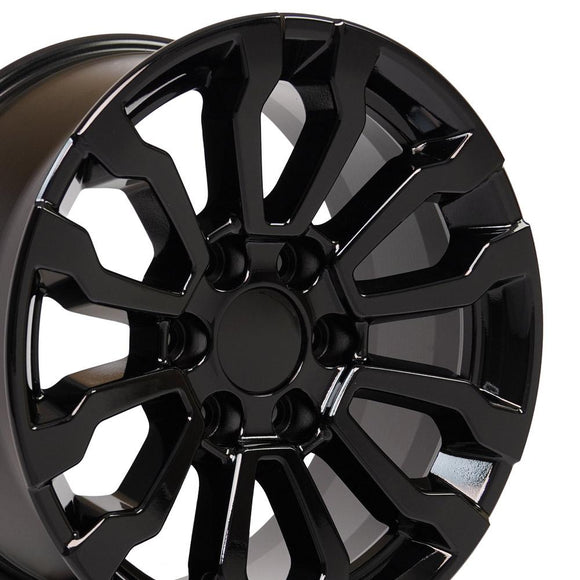 18" Replica Wheel CV35 Fits GMC Sierra Rim 18x8.5 Gloss Black Wheel