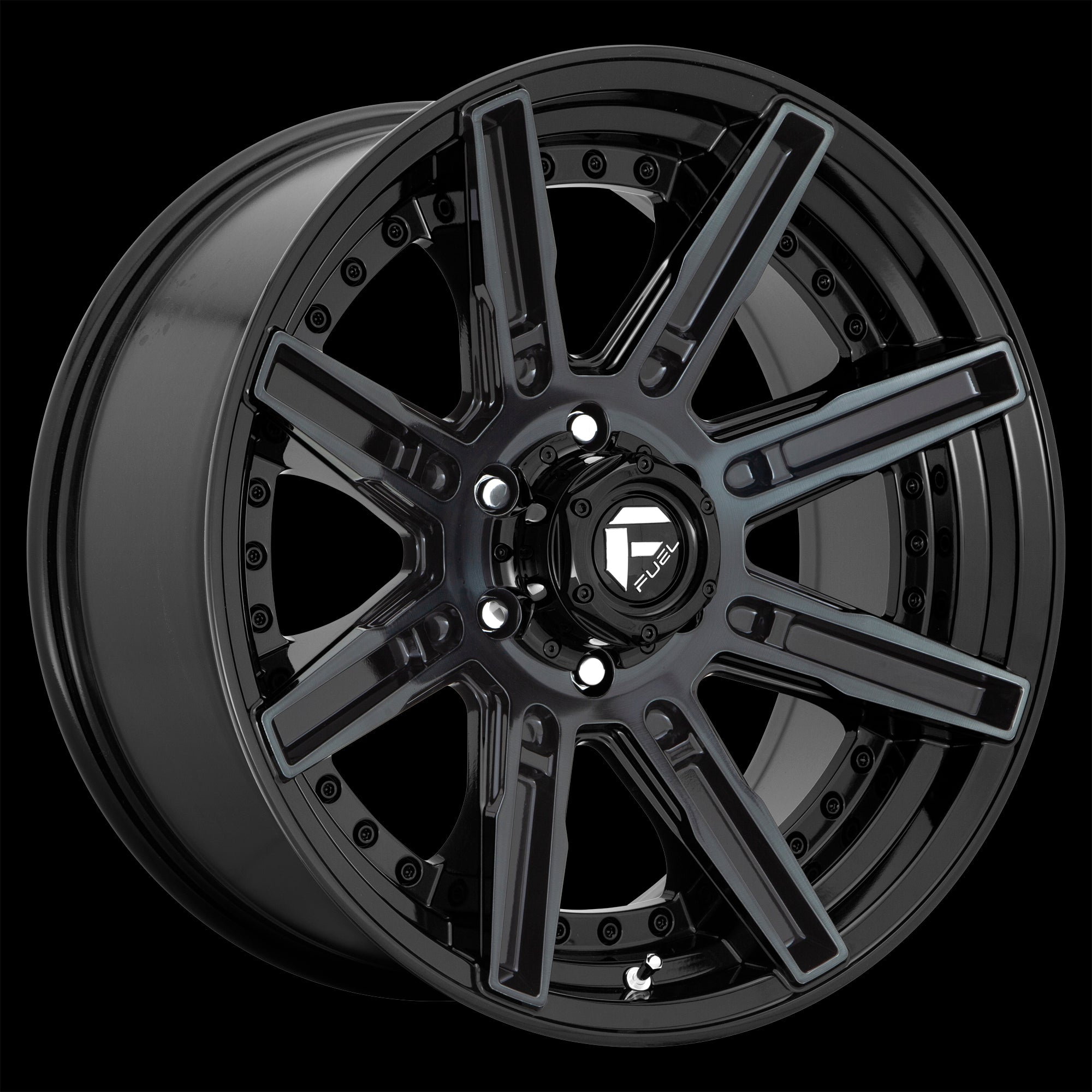 20X10 Fuel D708 ROGUE Gloss Machined Double Dark Tint 8X180 ET-18 wheel/rim