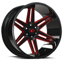 24x12 Vision 363 Razor Gloss Black Milled Spoke with Red Tint 6x139.7 ET-51 CB10