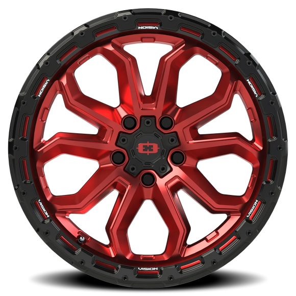 17x8 Vision 405 Korupt Red Black Lip 5x114.3 5x4.5 ET30 Wheel Rim