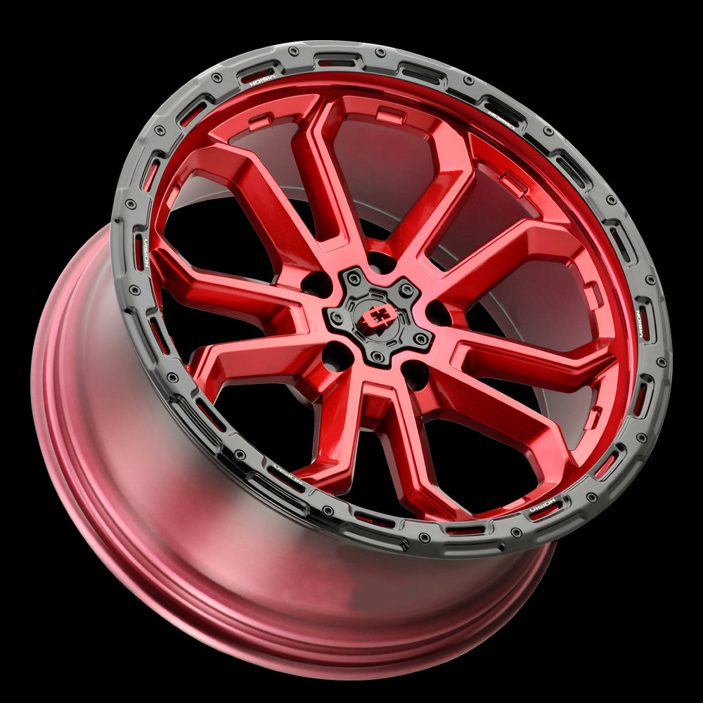 17x8 Vision 405 Korupt Red Black Lip 5x127 5x5 ET30 Wheel Rim - 0