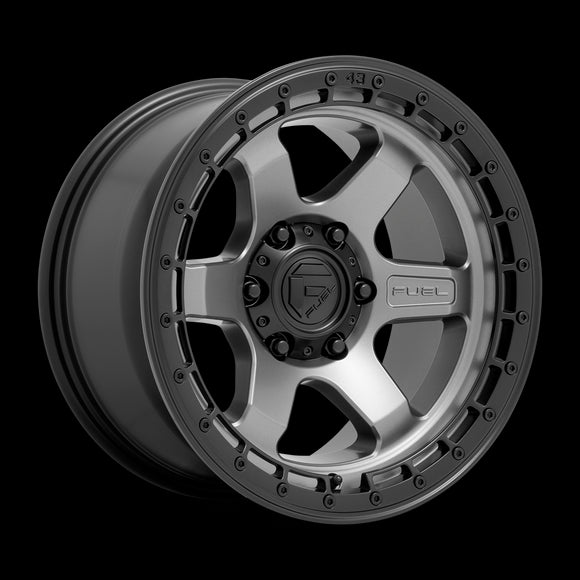 17X9 Fuel D752 BLOCK Matte Gunmetal With Black Ring 6X139.7 ET1 wheel/rim