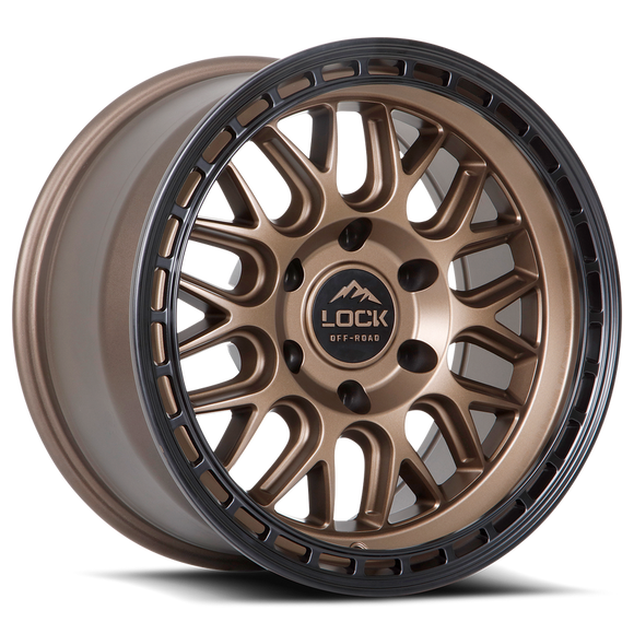 17x9 Lock Off-Road Onyx Matte Bronze W Matte Black Ring 6x139.7 ET1 Wheel Rim