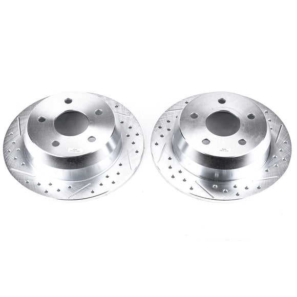PowerStop Evolution Drilled Slotted Rotors Pair Rear For Jeep GrCherokee