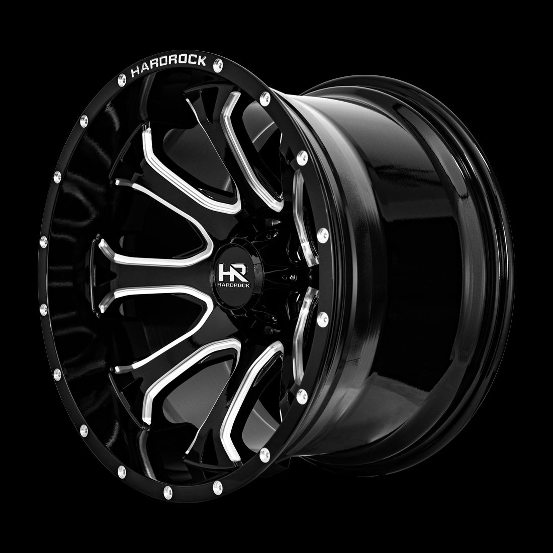 20x12 Hardrock BloodShot Xposed Gloss Black Milled 5x139.7 ET-44 wheel/rim