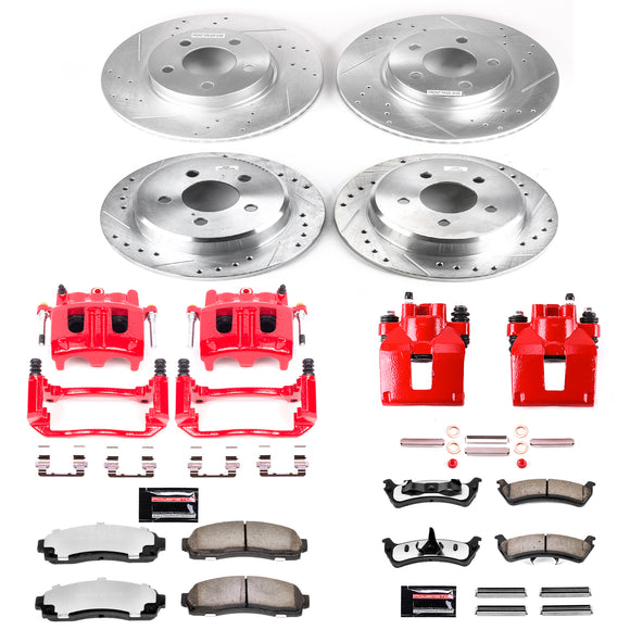 PowerStop Z36 Truck and SUV Ceramic Brake Pad, Drilled & Slotted Rotor, and Cali