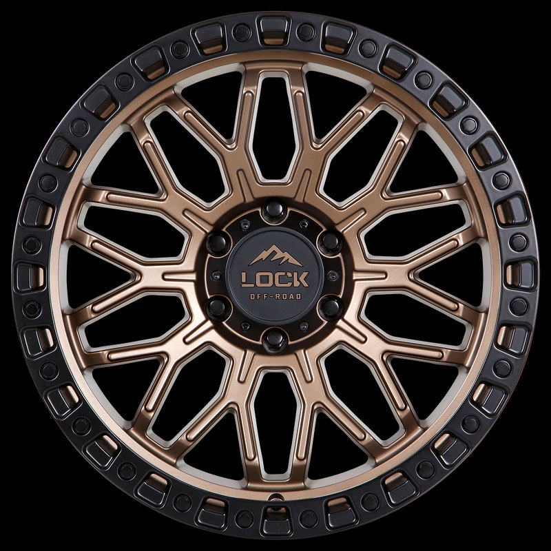 20x9 Lock Off-Road Combat Matte Bronze W Matte Black Ring 5x127 ET0 Wheel Rim