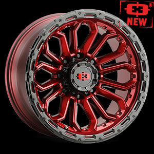 20x10 Vision 405 Gloss Red w/Gloss Black Lip 8x170 ET-25 wheel/rim