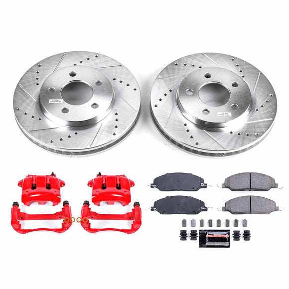 PowerStop Z23 Daily Driver Carbon-Fiber Ceramic Pads Drilled & Slotted Rotor & C