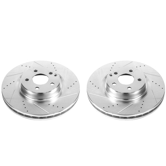 PowerStop Evolution Drilled Slotted Rotors Pair Front For Mercedes-Benz SL500