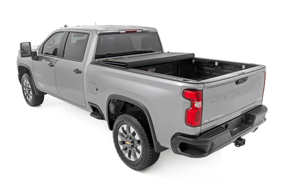 Rough Country Hard Tri-Fold Flip Up Bed Cover 6'9" Bed For Chevy GMC 2500 20-25