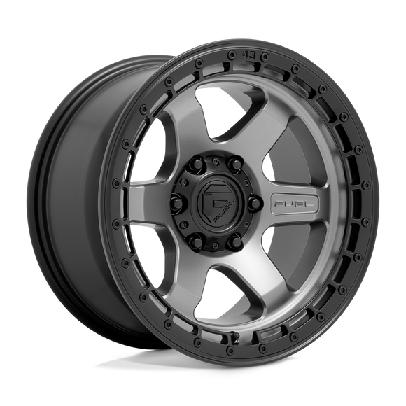 17X9 Fuel D752 BLOCK Matte Gunmetal With Black Ring 6X139.7 ET1 wheel/rim