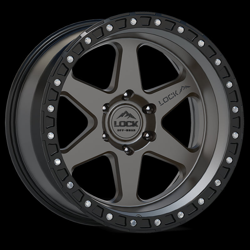 20x9 Lock Off-Road Olympus Matte Gray with Matte Black 6x135 ET0 Wheel Rim