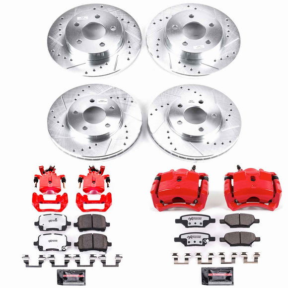 PowerStop Z26 Street Performance Ceramic Brake Pad, Drilled Slotted Rotor, and C
