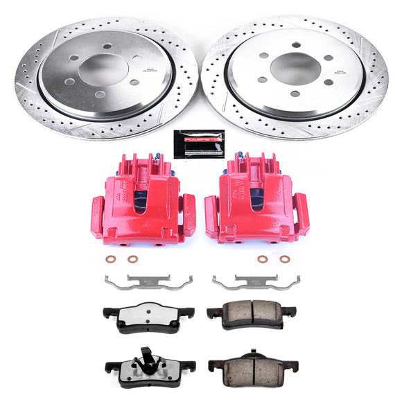 PowerStop Z36 Truck and SUV Ceramic Brake Pad, Drilled & Slotted Rotor, and Cali