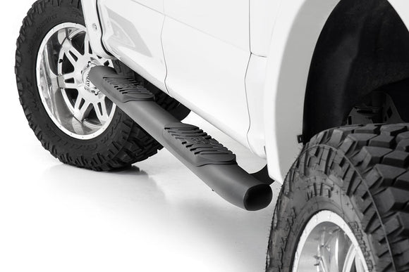 Rough Country Oval Nerf Step Crew Cab Black For Ford F-150 15-23