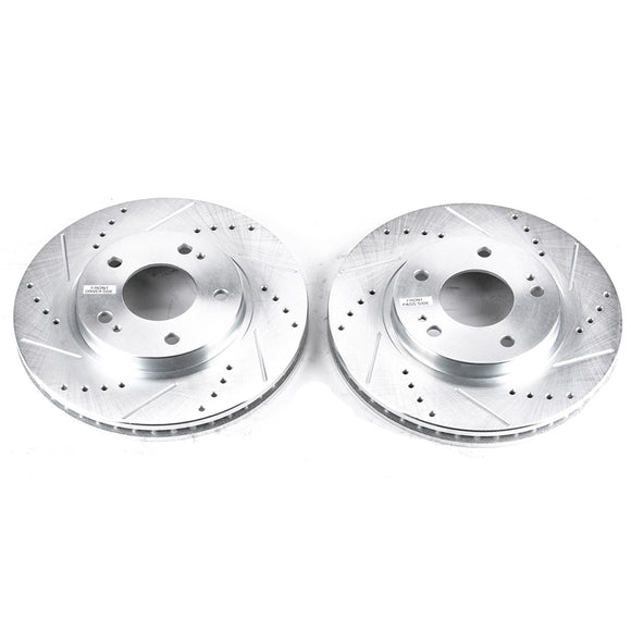 PowerStop Evolution Drilled Slotted Rotors Pair Front For Mitsubishi Galant