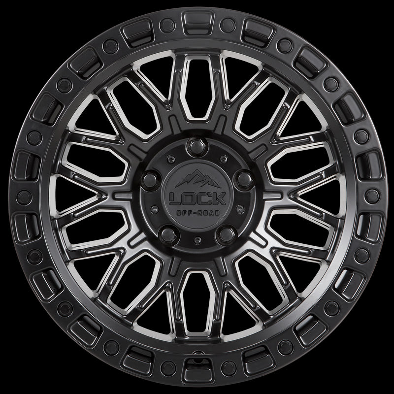 17x9 Lock Off-Road Combat Matte Black W Matte Black Ring 5x127 ET1 Wheel Rim