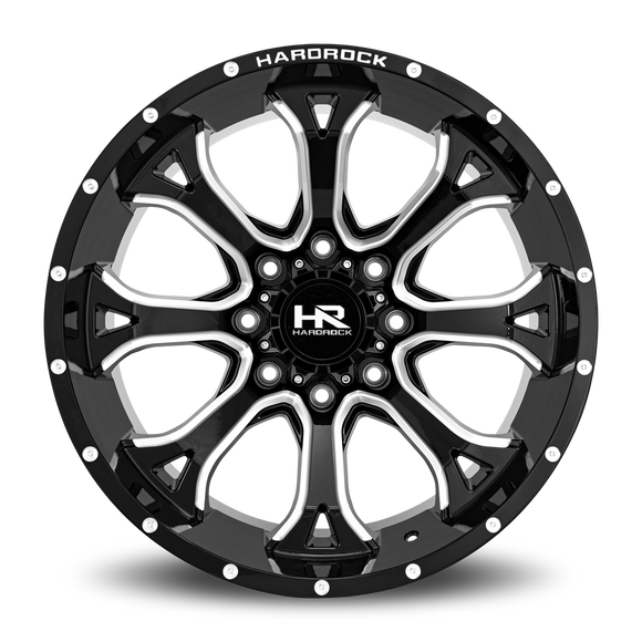 24x14 Hardrock BloodShot Xposed Gloss Black Milled 6x135 ET-76 wheel/rim