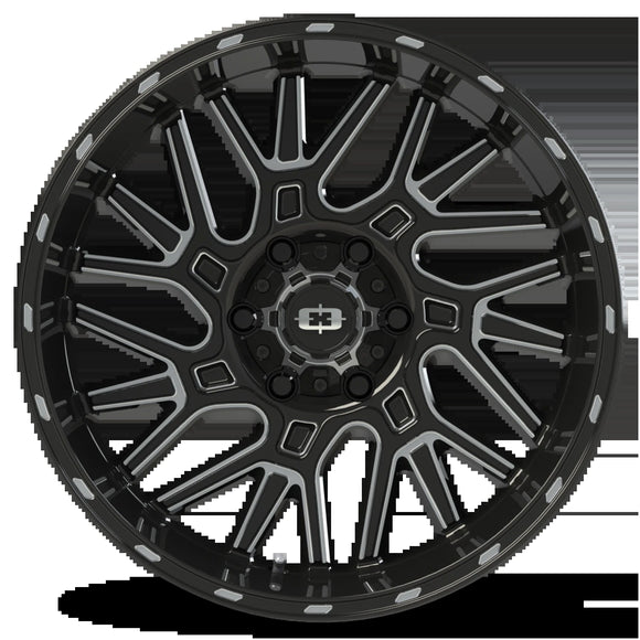 22x12 Vision 404 Brawl Gloss Black Milled Spoke Wheel 6x139.7 ET-51 CB106.2