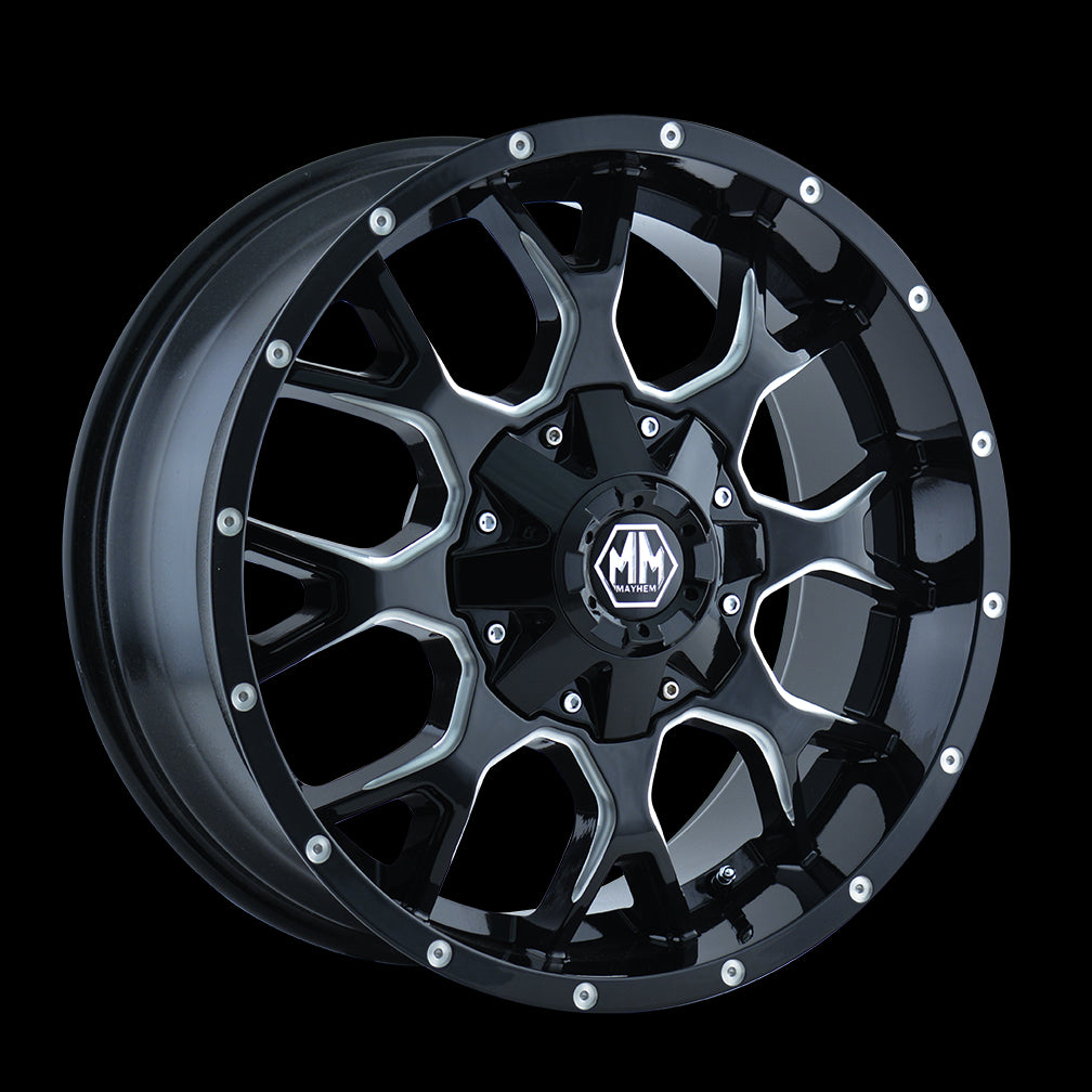 20x9 Mayhem Warrior Black W/Milled Spokes 6x135/139.7 ET-8 wheel/rim