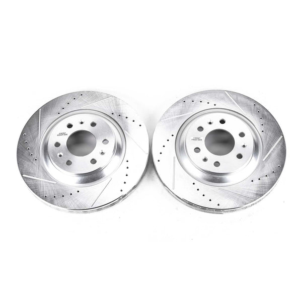PowerStop Evolution Drilled Slotted Rotors Pair Front For Cadillac SRX