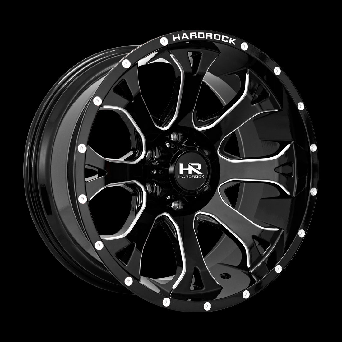 22x12 Hardrock BloodShot Xposed Gloss Black Milled 6x139.7 ET-51 wheel/rim