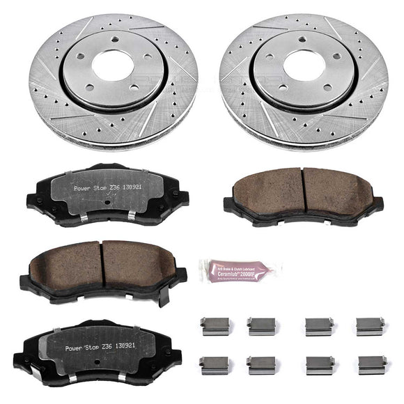 PowerStop Z36 Carbon-Fiber Ceramic Brake Pad with Drilled and Slotted Rotor Kit