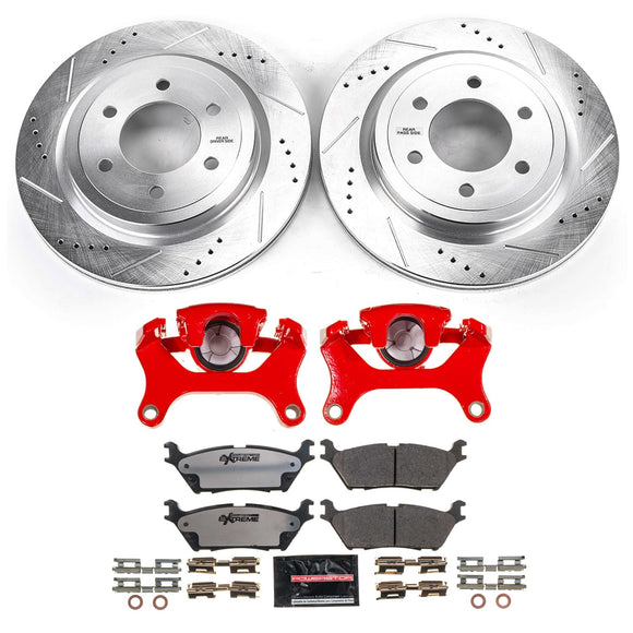 PowerStop Z36 Truck and SUV Ceramic Brake Pad, Drilled & Slotted Rotor, and Cali