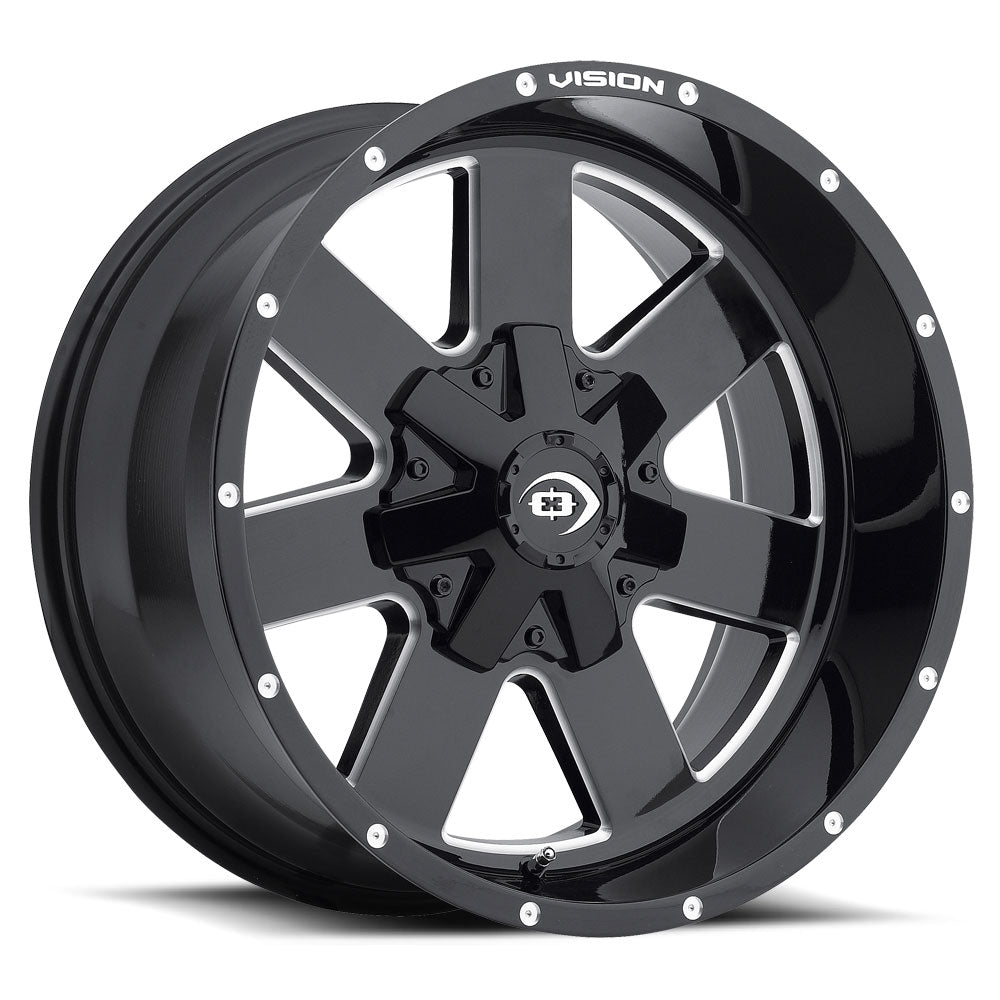 17x9 Vision 411 Arc Gloss Black Milled Spoke 5x139.7 5x5.5 ET-12 Wheel Rim - 0