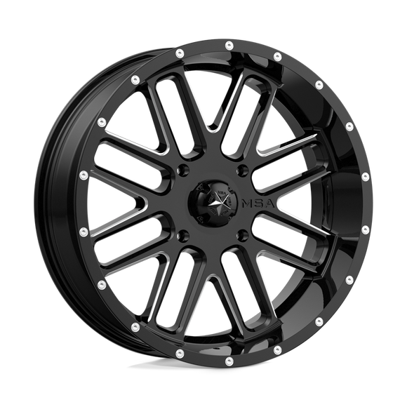 20X7 MSA Offroad Wheels Bandit Gloss Black Milled Wheel/Rim 4x137 ET0
