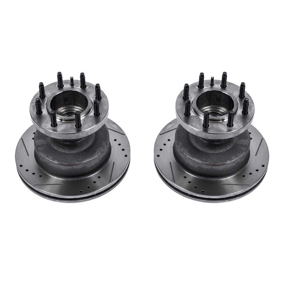 PowerStop Evolution Drilled Slotted Rotors Pair Front For Ford E-350 Econoline