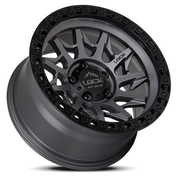 18x9 Lock Off-Road Lunatic Matte Grey Black Ring 5x127 5x5 ET-12 Wheel Rim
