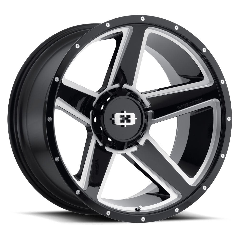 15x6 Vision 390 Empire Black Milled 5x114.3 5x127 5x4.5 5x5 ET0 Wheel Rim