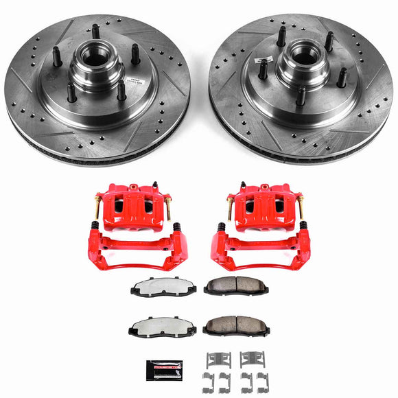 PowerStop Z36 Truck and SUV Ceramic Brake Pad, Drilled & Slotted Rotor, and Cali