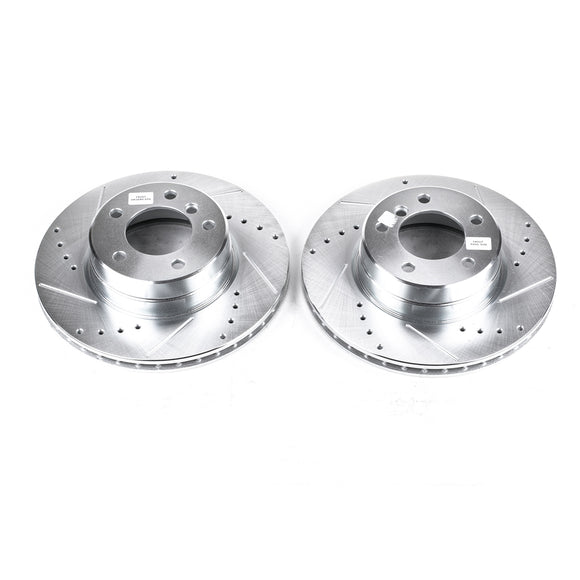 PowerStop Evolution Drilled Slotted Rotors Pair Front For BMW 525i