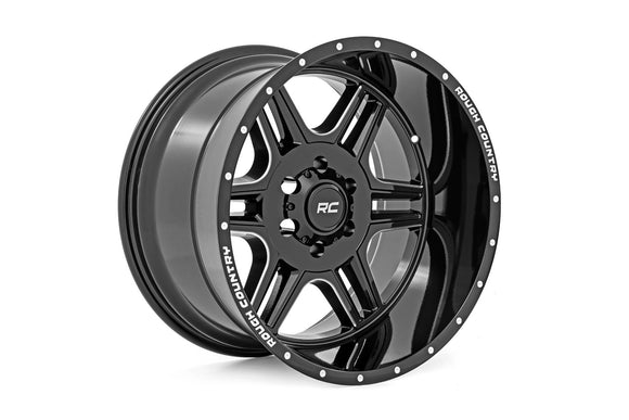 20x12 Rough Country 92 Series Gloss Black Machined Wheel 6x5.5 ET-44 CB4.173