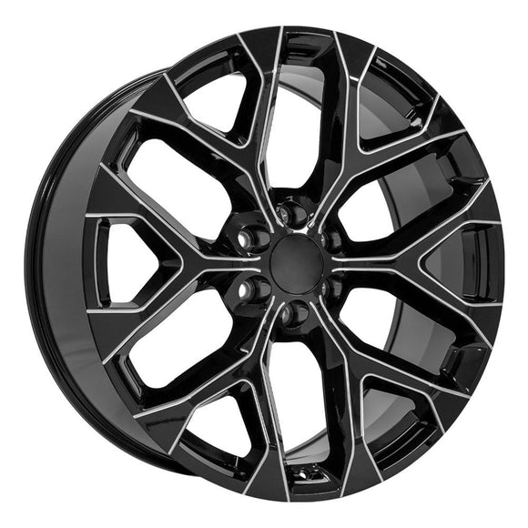 24" Replica CV98B fits Chevy Silverado 24x10 Black with Milled Edge