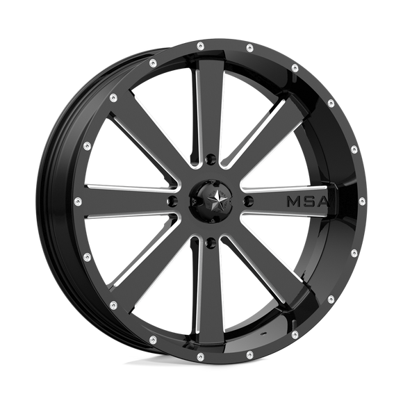 22X7 MSA Offroad Wheels Flash Gloss Black Milled Wheel/Rim 4x137 ET0