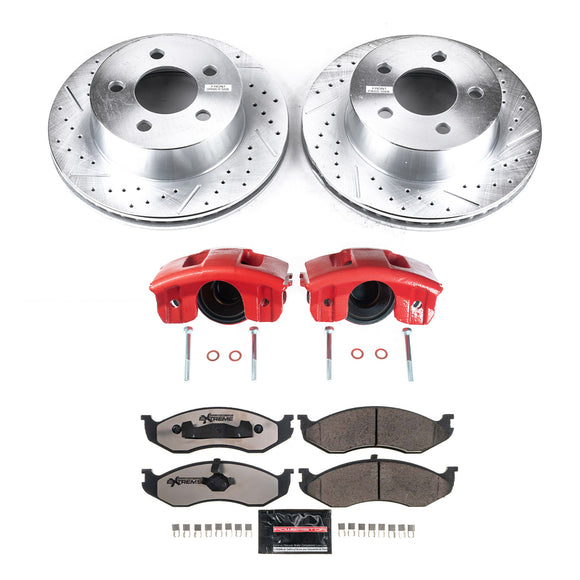 PowerStop Z36 Truck and SUV Ceramic Brake Pad, Drilled & Slotted Rotor, and Cali