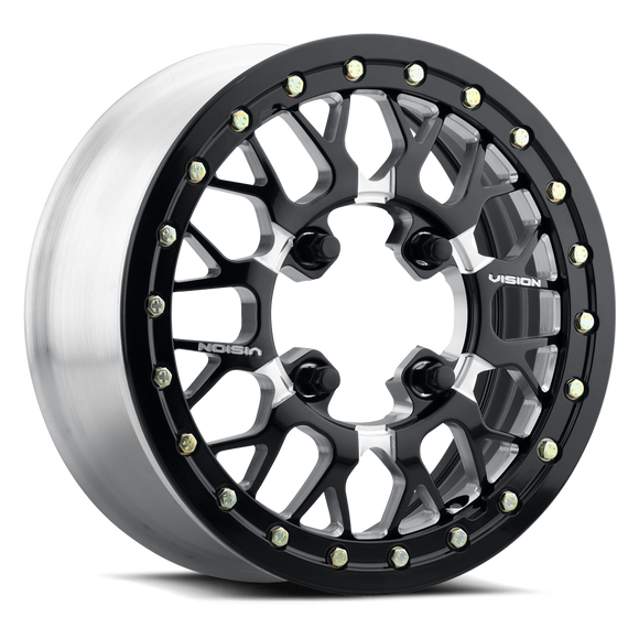 15X10 Vision Storm Gloss Black Milled Spoke 6x139.7 6x5.5 ET25 Wheel Rim