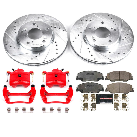 PowerStop Z26 Street Performance Ceramic Brake Pad, Drilled Slotted Rotor, and C