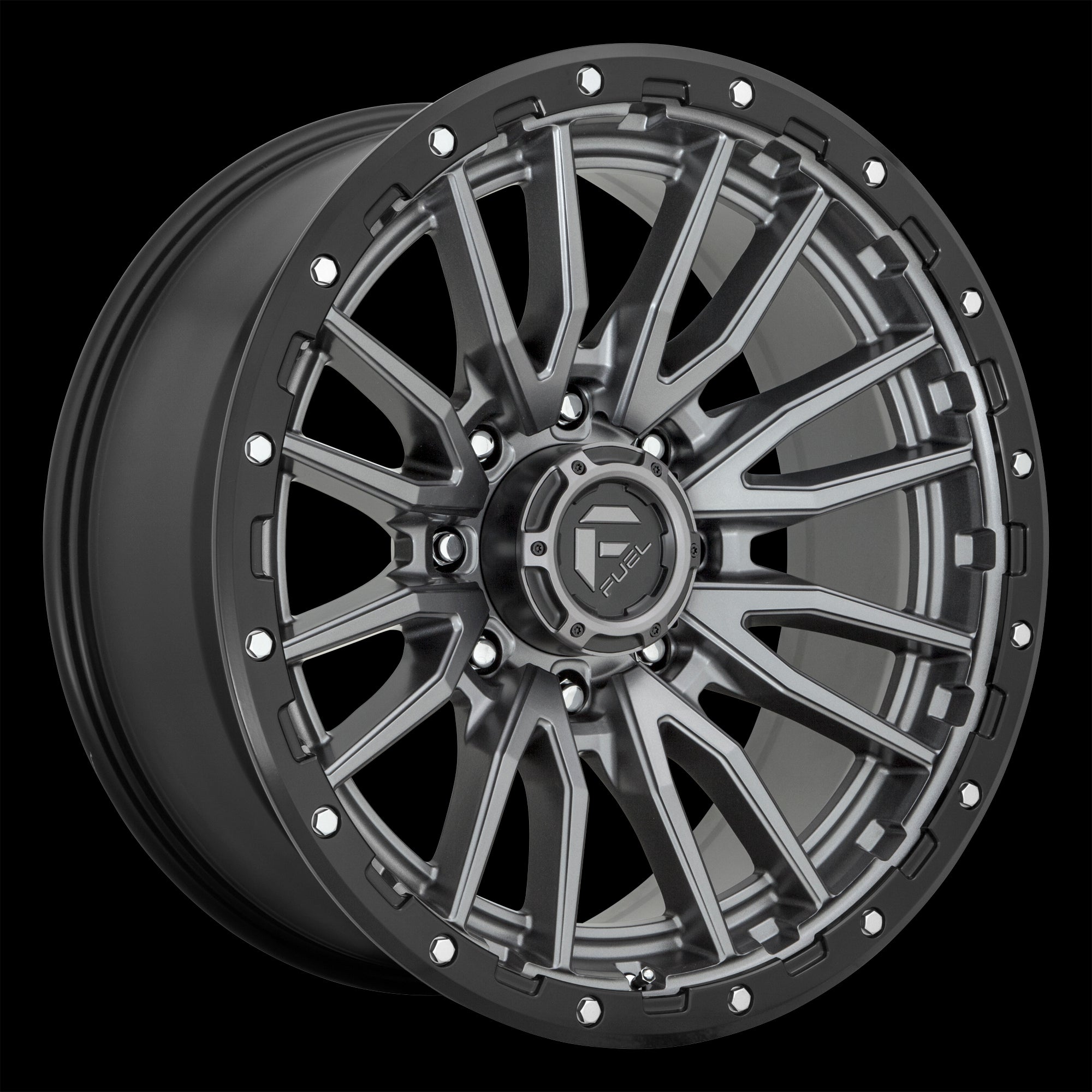 18X9 Fuel D680 Rebel Matte Gun Metal Black Bead Ring 5X139.7 ET1 wheel/rim - 0