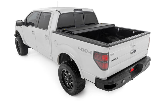Rough Country Hard Tri-Fold Flip Up Bed Cover 5'7" For Ford F-150 04-14