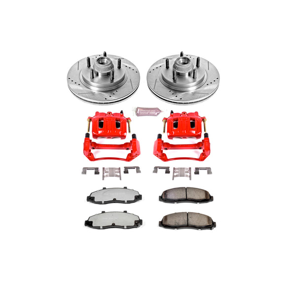 PowerStop Z36 Truck and SUV Ceramic Brake Pad, Drilled & Slotted Rotor, and Cali