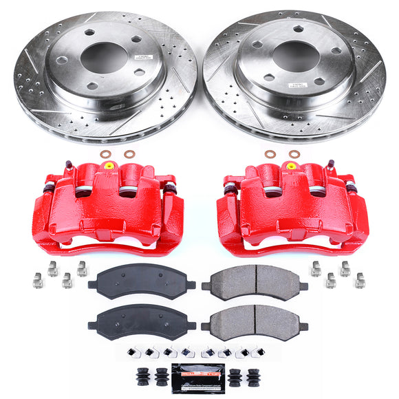 PowerStop Z23 Daily Driver Carbon-Fiber Ceramic Pads Drilled & Slotted Rotor & C