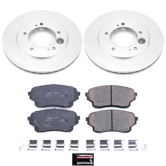 PowerStop Genuine Geomet Coated Rotor and Low-Dust Ceramic Brake Pad Kit