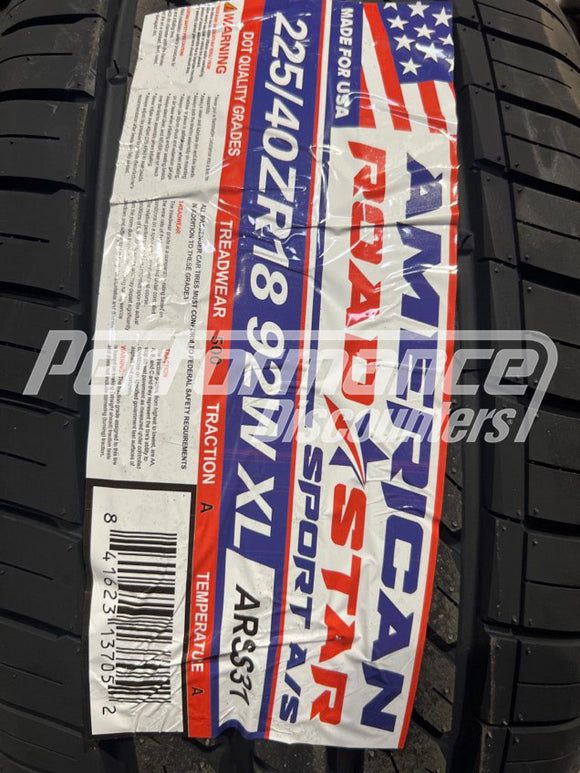 225/40ZR18 American Roadstar Sport A/S 92W BSW SL 225 40 18 2254018